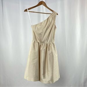 Alfred Sung One Shoulder Mini Dress in Champagne Size 6
